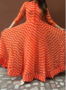 Digital Print Work Faux Georgette Indo-western  Readymade Gown