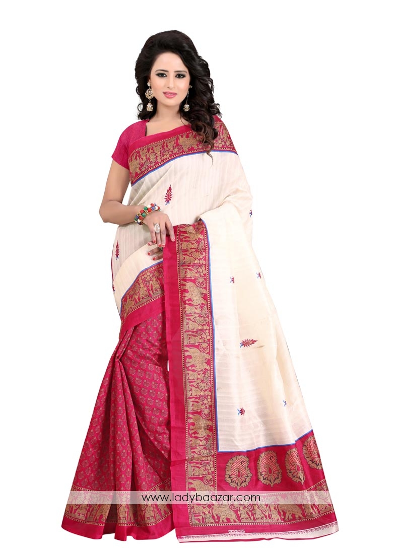 Digital Printed Bhagalpuri Silk Saree