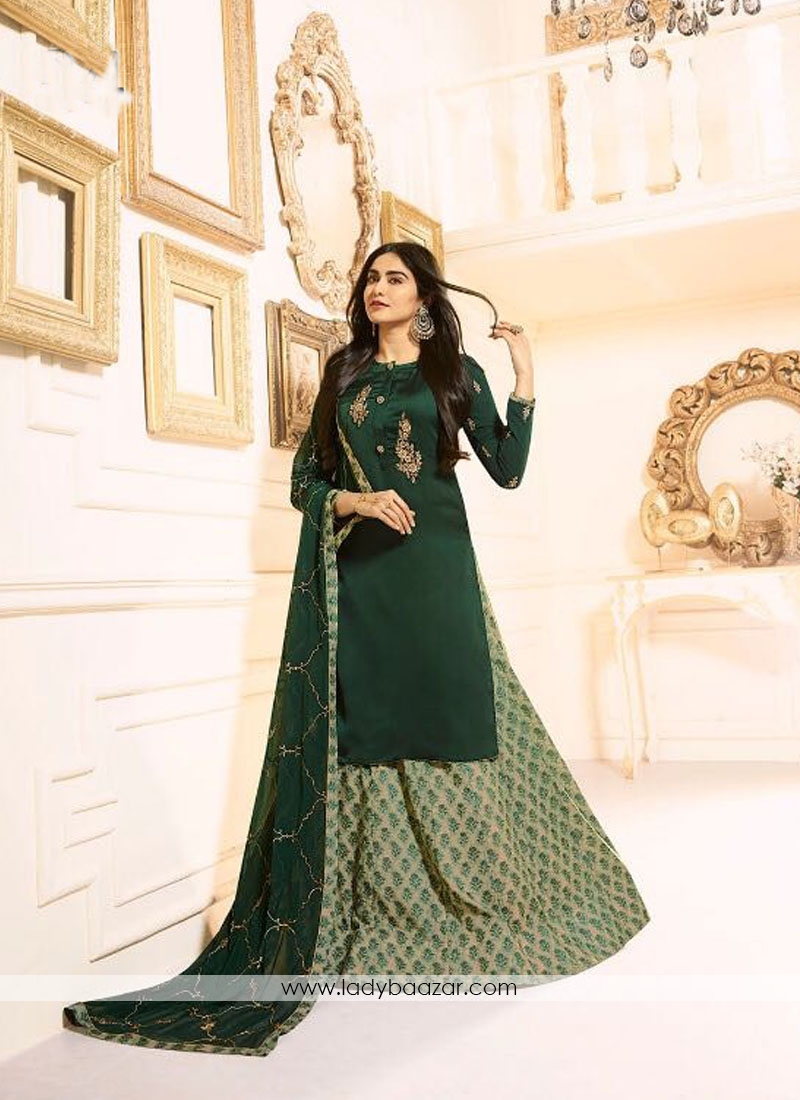 Epitome Embroidered With Stone Work Designer Palazzo Suit