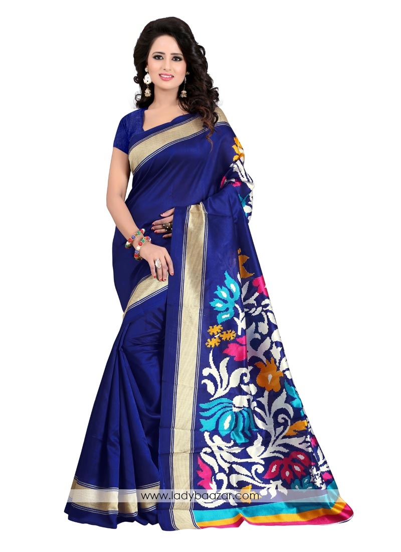 Especial Blue Color Bhagalpuri SIlk Casual Saree