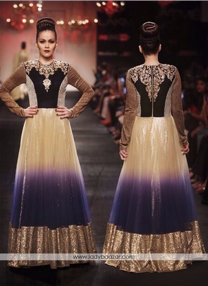 Fab blue velvet Anarkali Suit