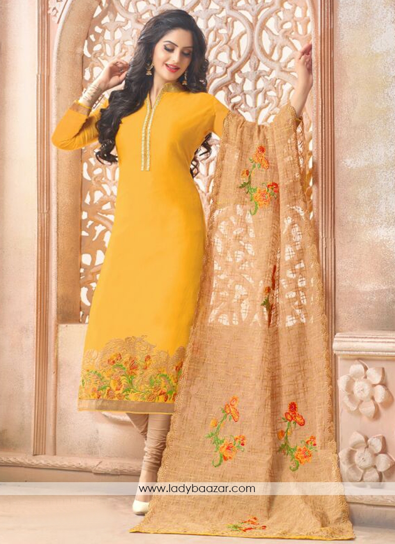 Fab Yellow Pure Chanderi Salwar suit