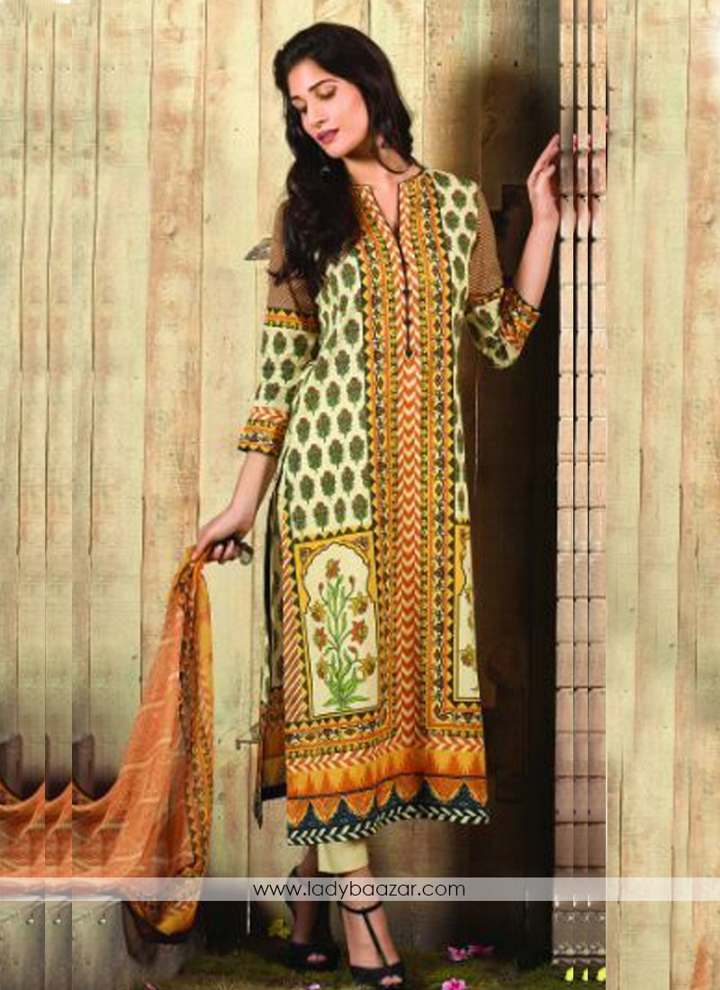 Yellow Cotton Churidar Designer Suit