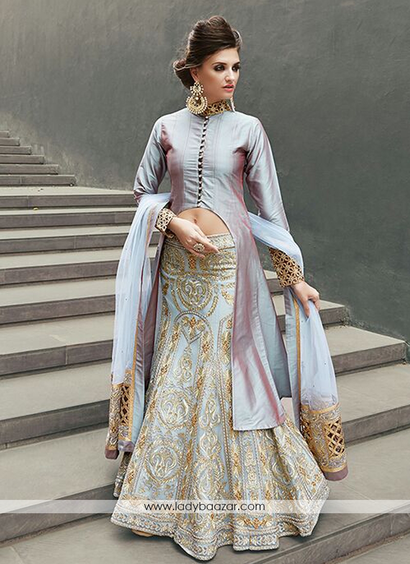 Fab Net and Georgette embroidered work Anarkali Suit