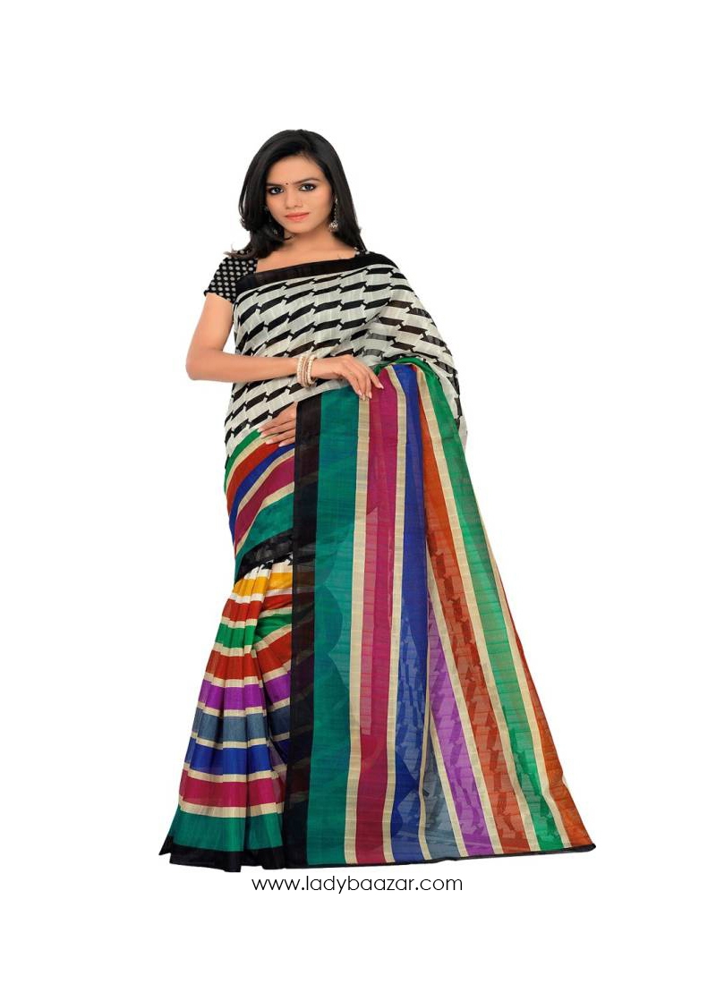 Fantastic Multi Colour Bhagalpuri Silk Casual Saree