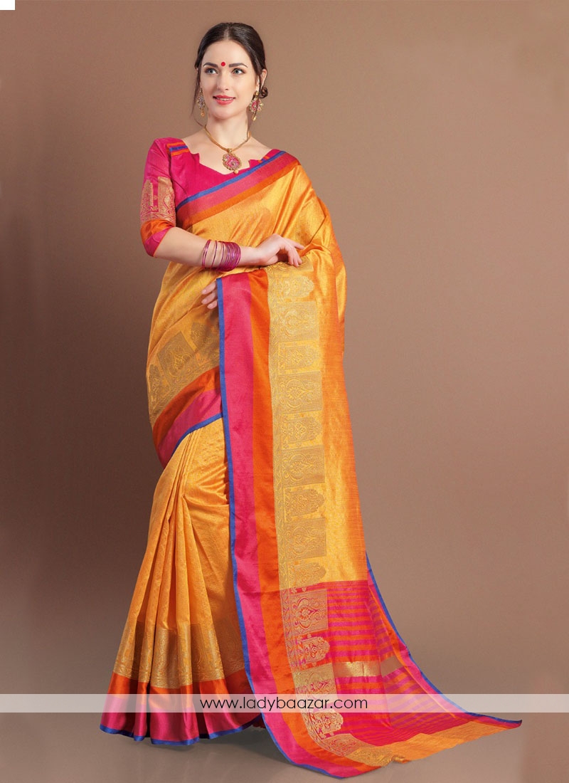 Geometric Jacquard Woven Design  Saree