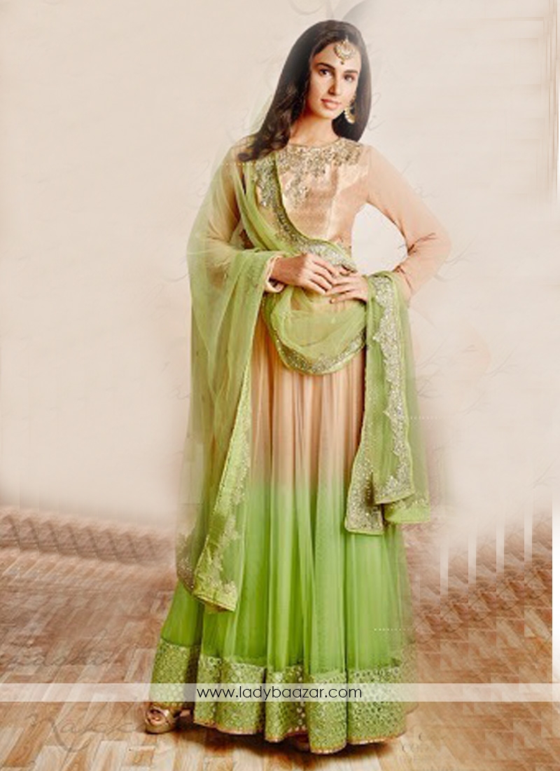 attractive georgette sea green anarkali suit