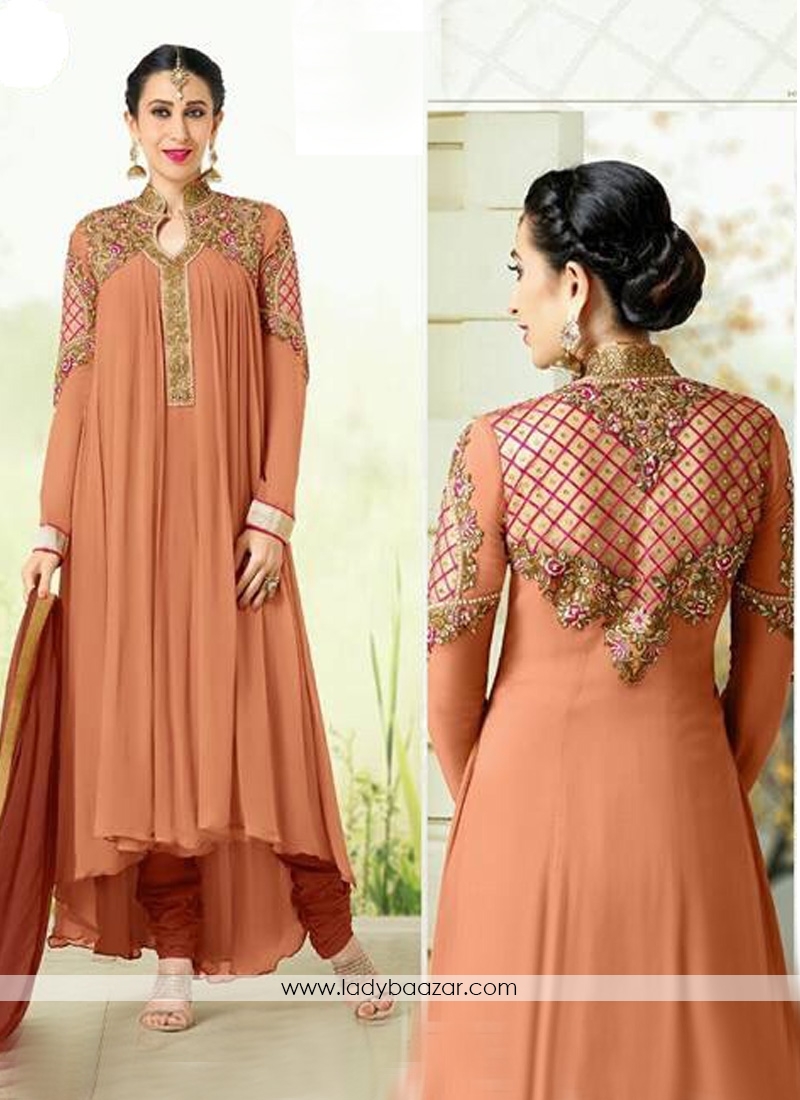 karishma kapoor peach colour Anarkali Suit