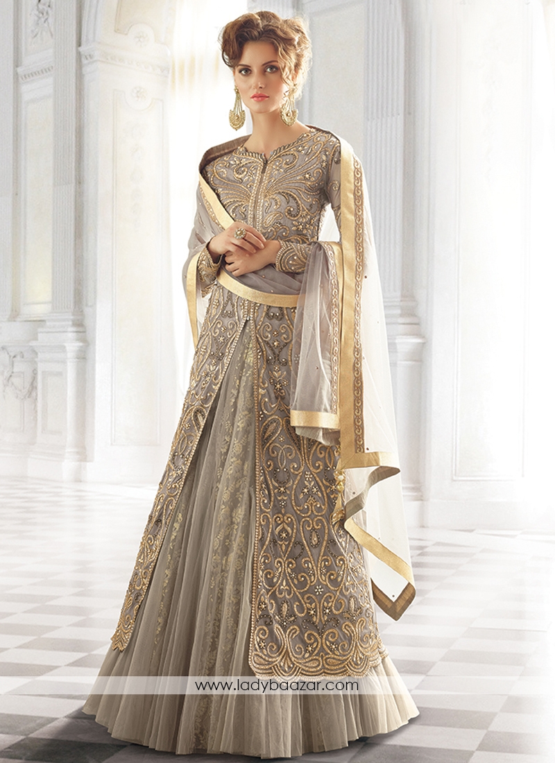 Dazzling georgette and net Anarkali Suit