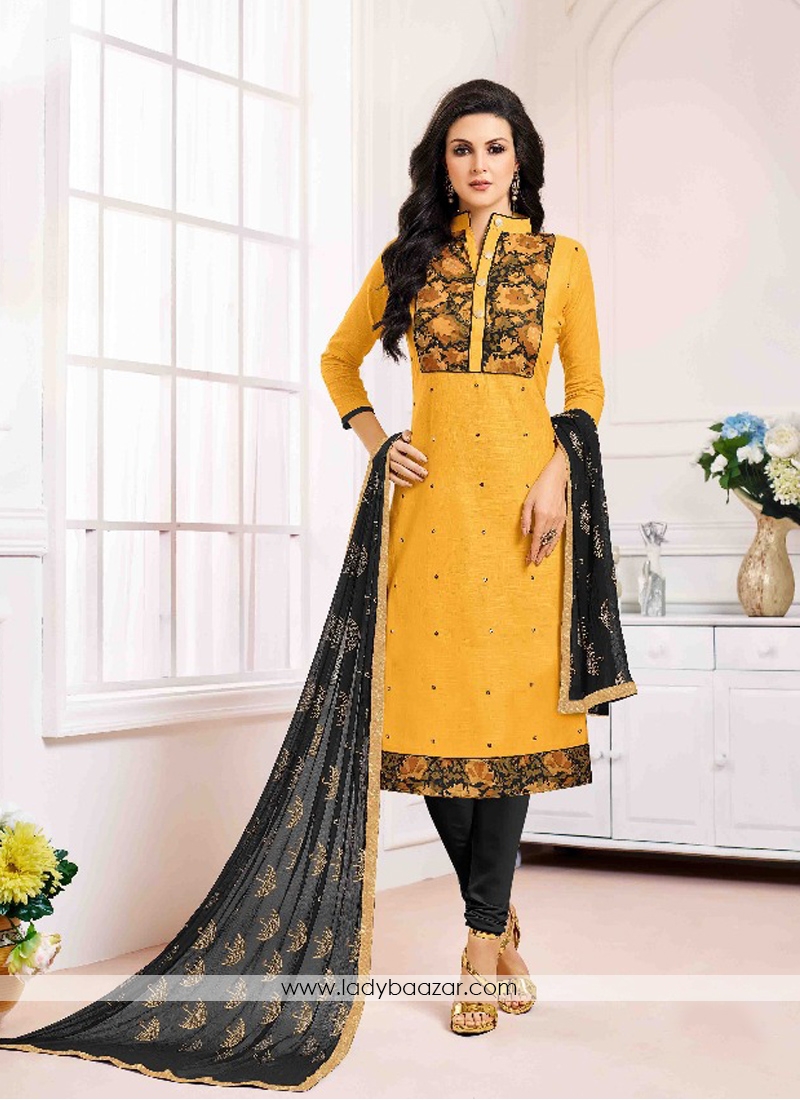 Gleaming Mustard Cotton Printed Dress