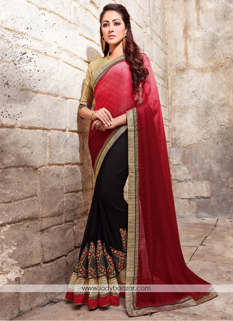 Glorious Embroidered Chiffon Satin Casual Saree