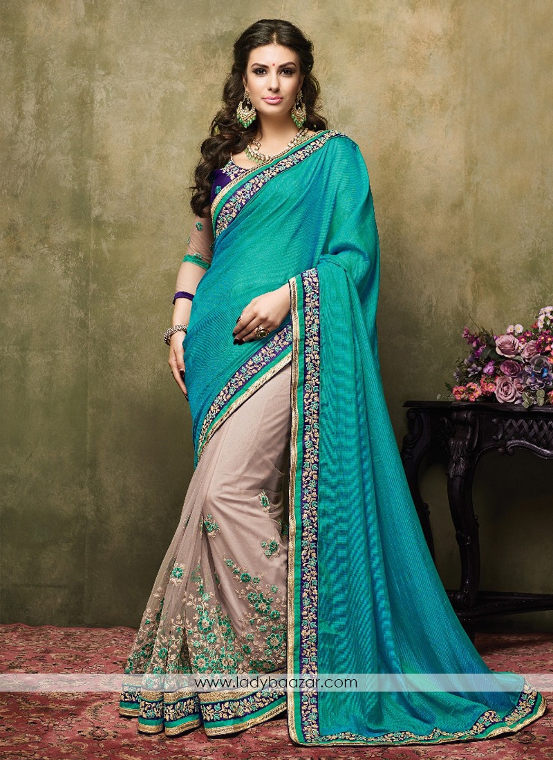 Glorious Embroidered Net Designer Saree