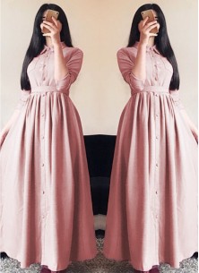 Glorious Linen Silk Pink Designer Wear Western Gown