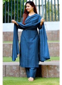 Glorious Rayon Straight Chikankari Embroidered Salwar Suit