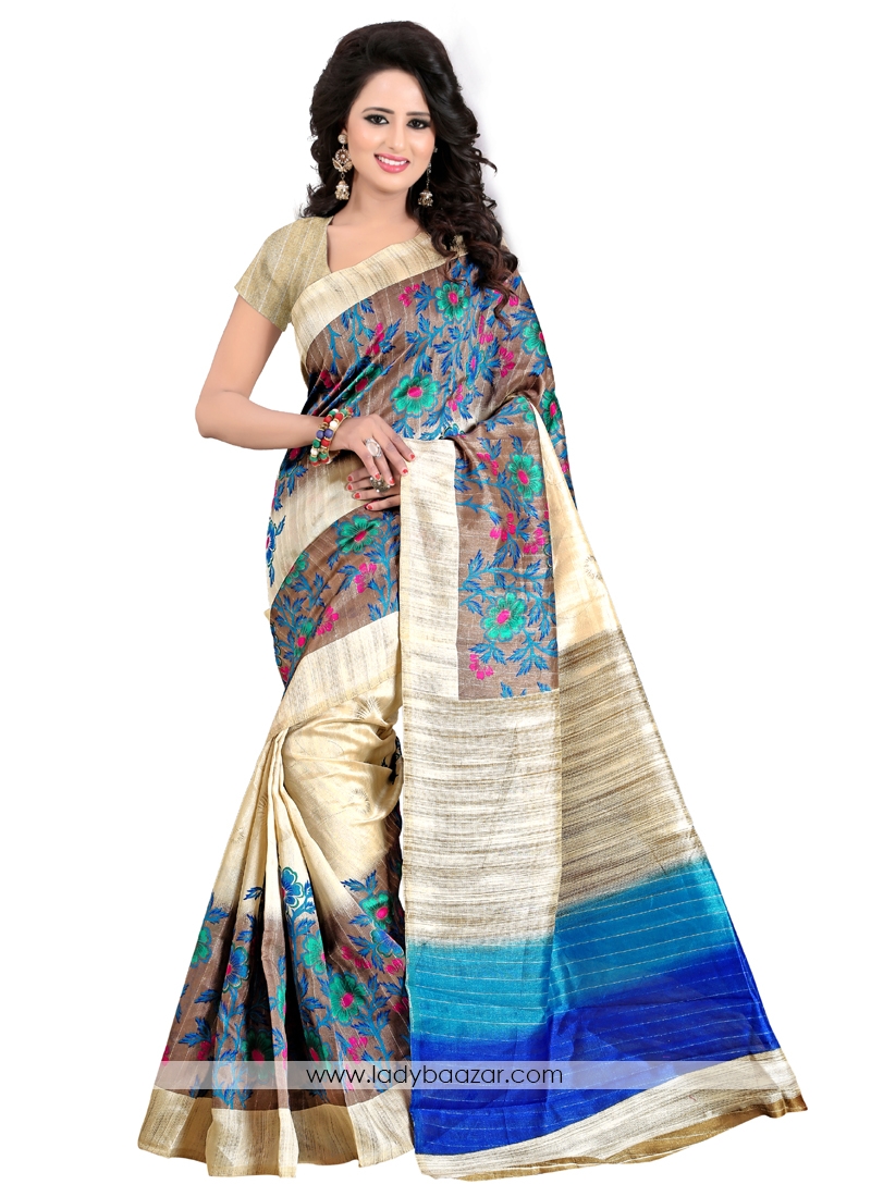 Haute Bhagalpuri Silk Multi Color Printed Saree