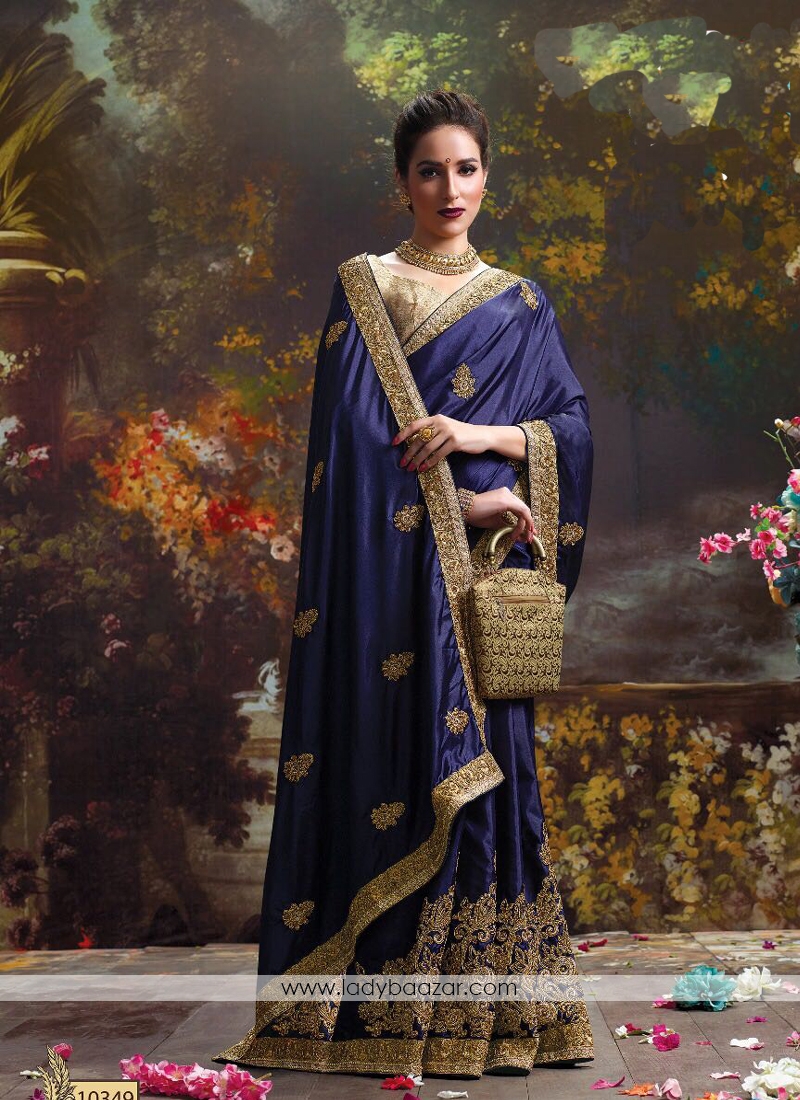 Haute Embroidery Work Paper Silk Designer Designer Saree