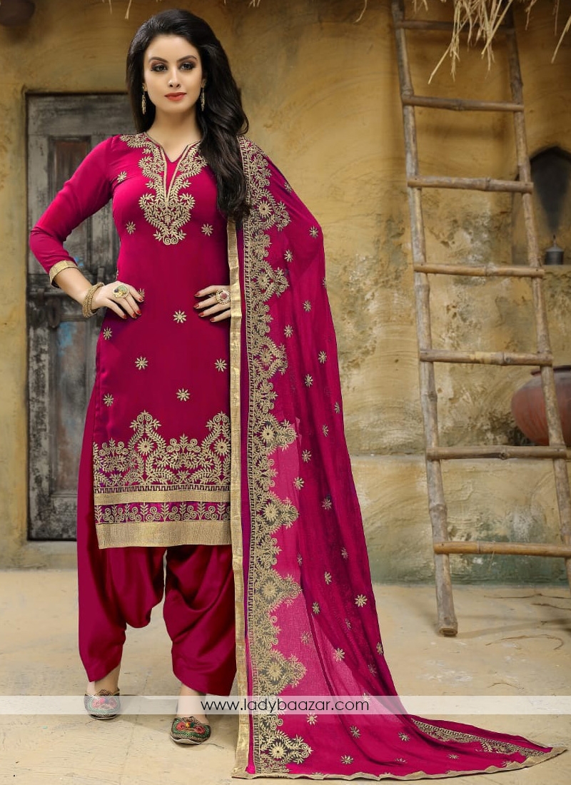 Heavenly Faux Georgette Pink Punjabi Suit