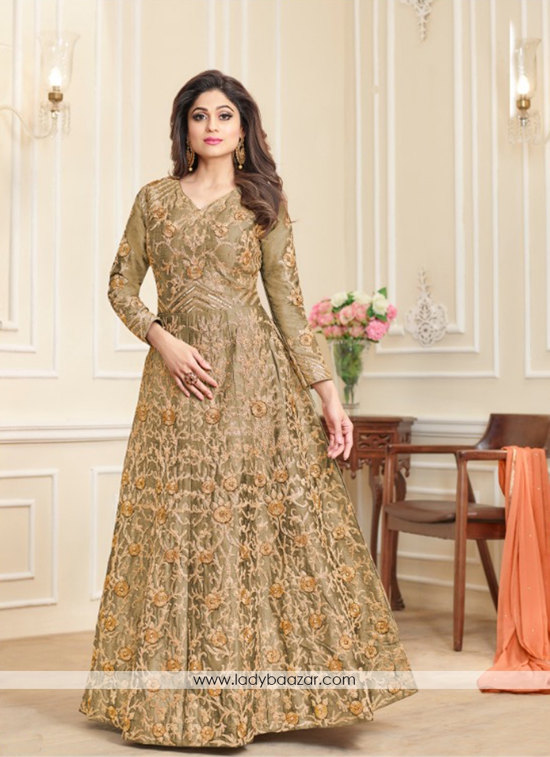 Honourable See Green Mulberry Silk Floor Length Anarkali Suit