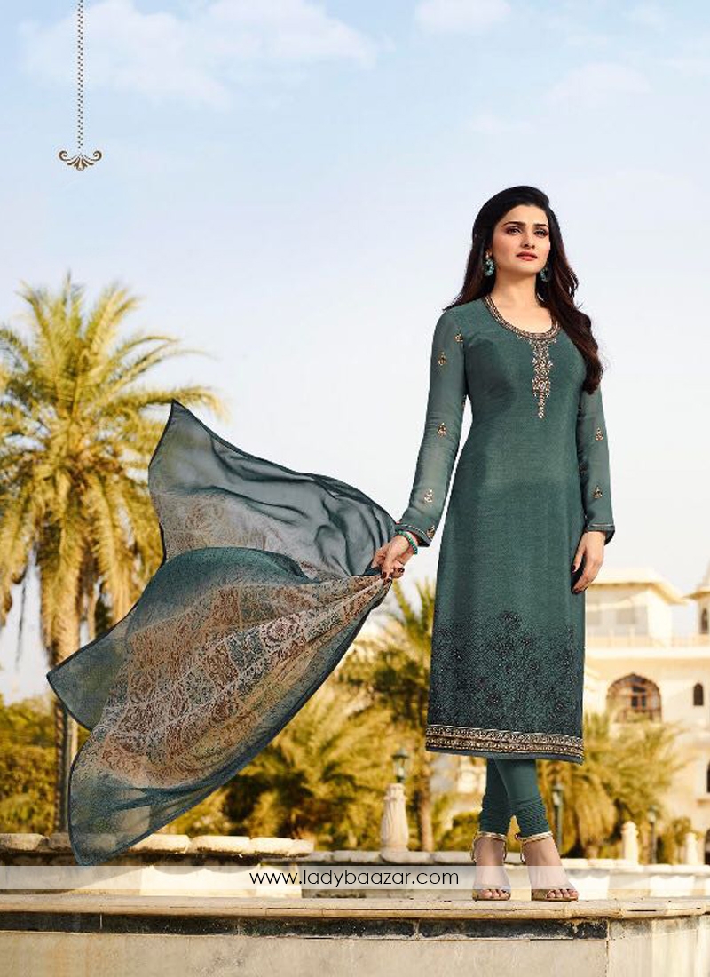 Hypnotizing Green Embroidery Work Salwar Suit