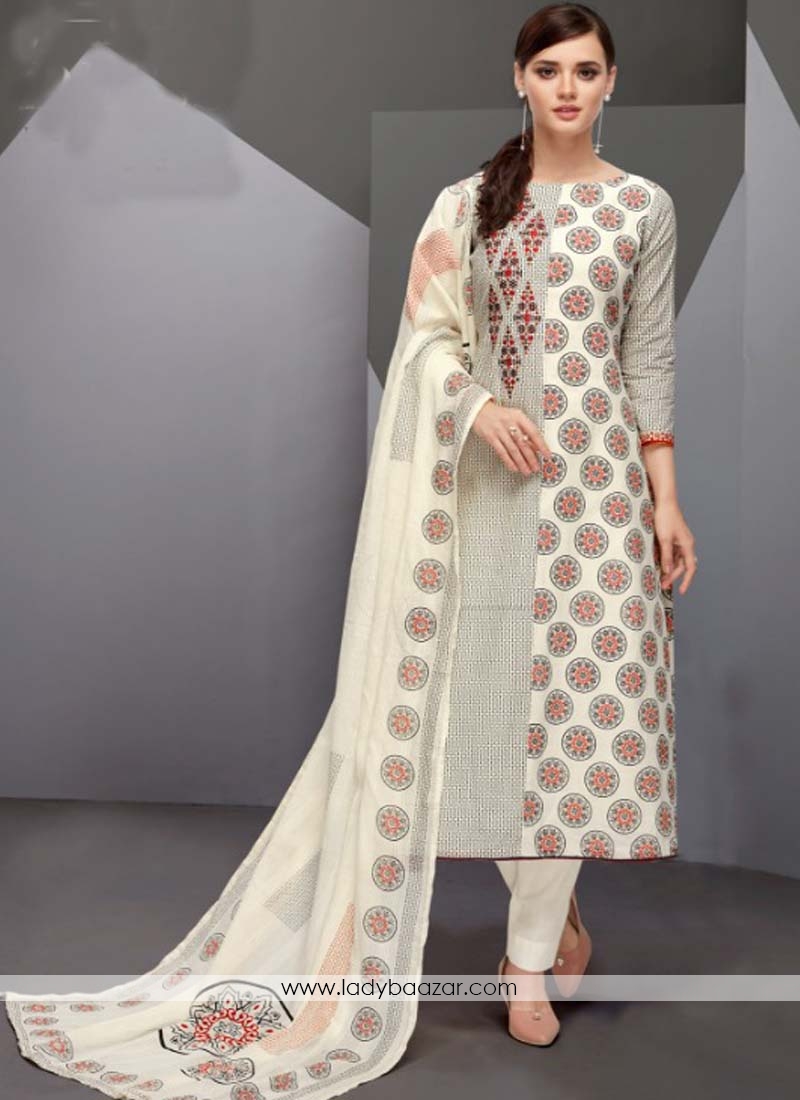 Ideal Multi Colour Print Work Designer Straight Suit