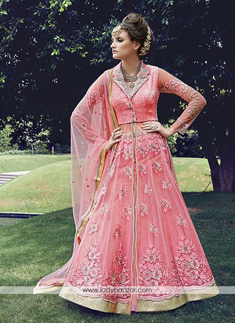 Pink Embroidered Readymade Anarkali Suit In Georgette Latest 5426SL02