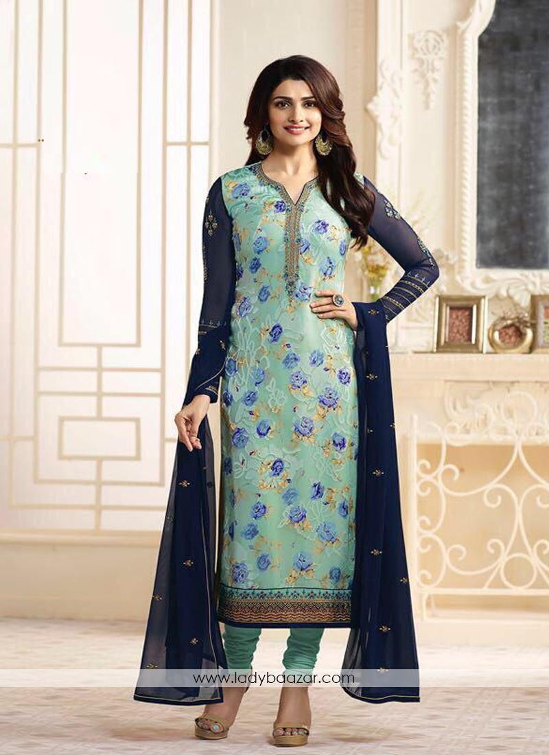 Immaculate Green Printed Brasso Salwar Kameez