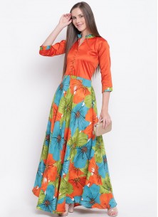 Impressive Digital Printed Readymade Trendy Gown