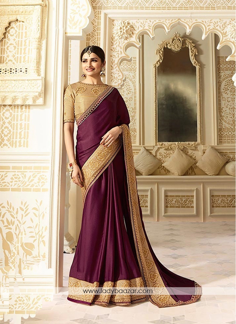 Impressive  Silk Embroidery Work Designer Win  Saree