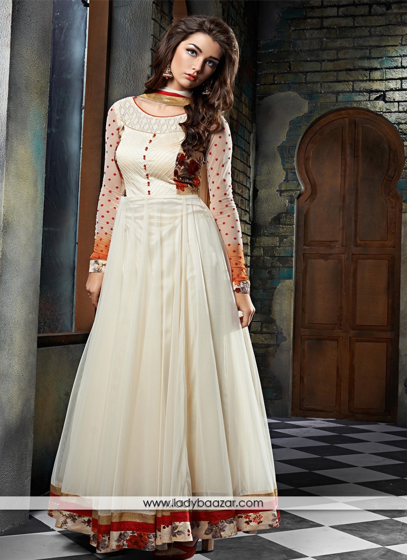 Integral white  Anarkali Salwar Kameez