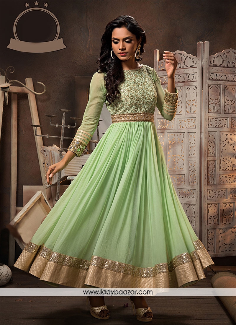 Invaluable Green Anarkali Salwar Kameez