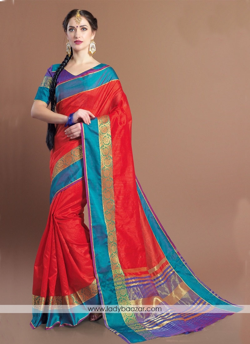 Jacquard Woven Design Multi color Saree