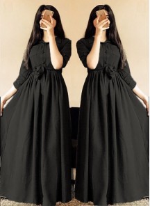 Jazzy linen Silk Black Designer Wear Western Gown