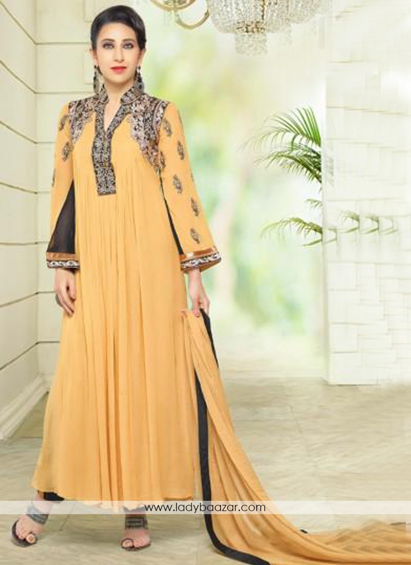 Karishma Kapoor Yellow Georgette Anarkali Suit