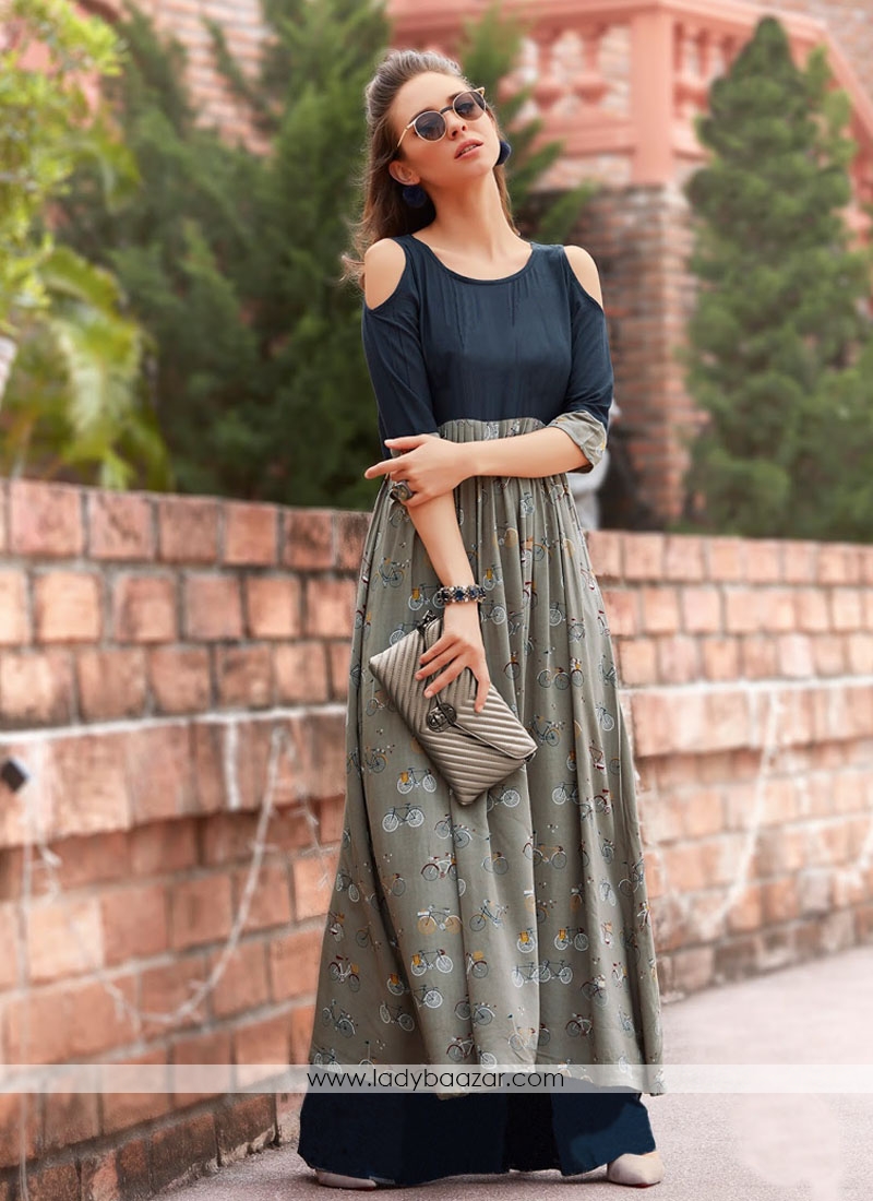 Majestic Cotton Reyon Printed Long Dress