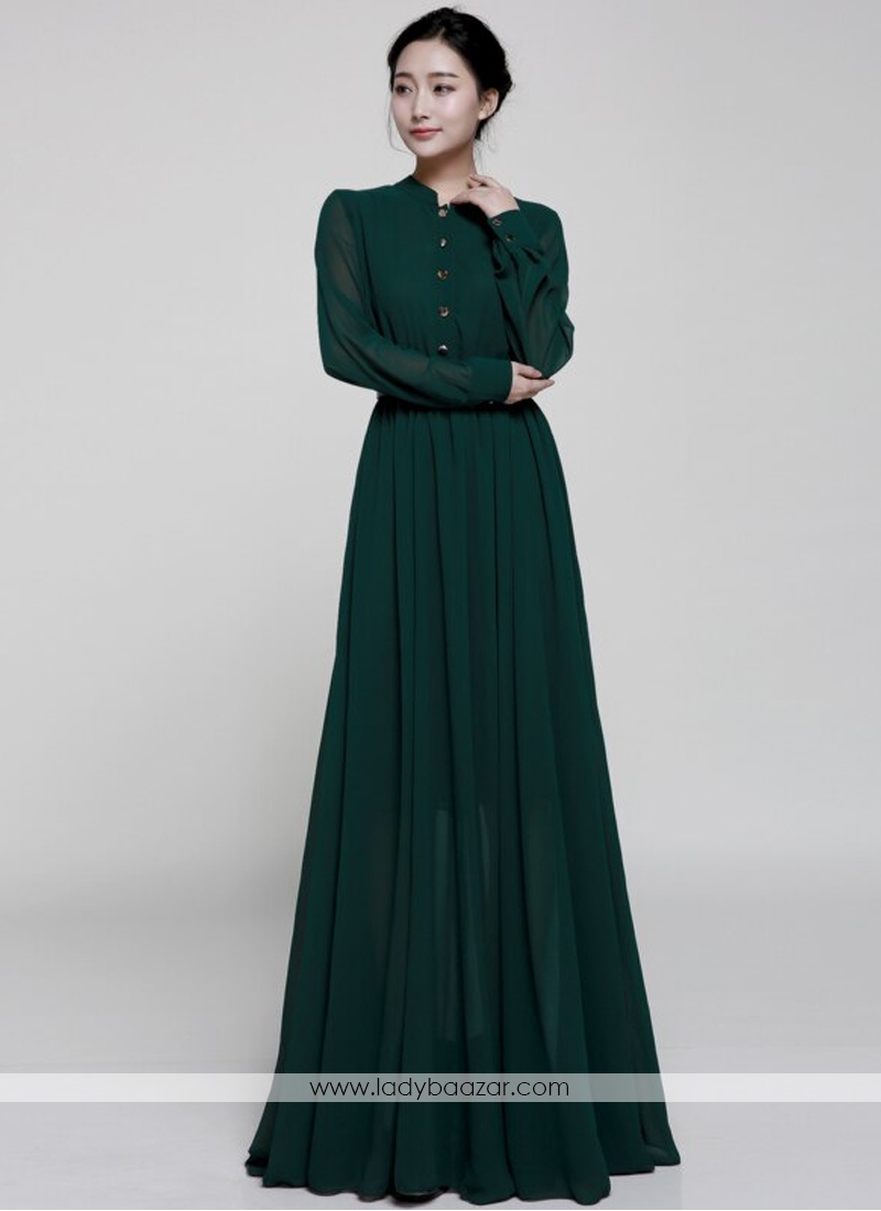 Dark green 2025 long frocks