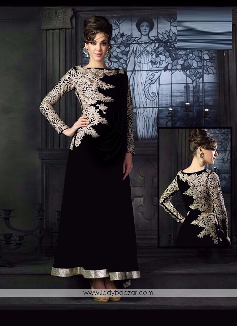 Masterly Embroidered Work Georgette Designer Floor Length Suit