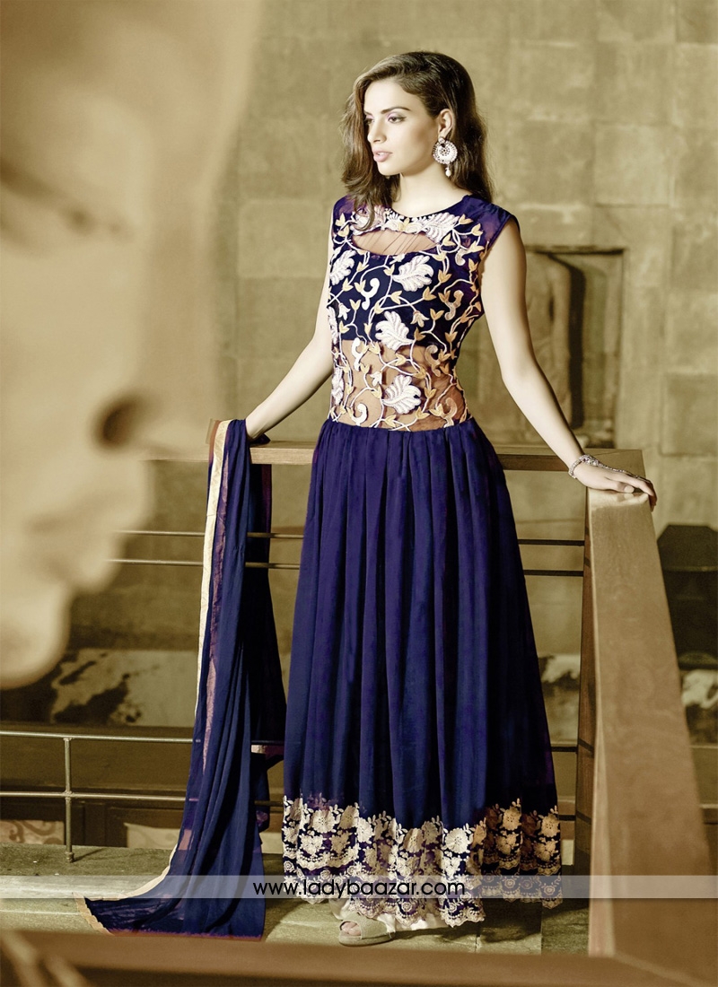 Mesmeric Embrodired Work Net And Georgette Designer Gown