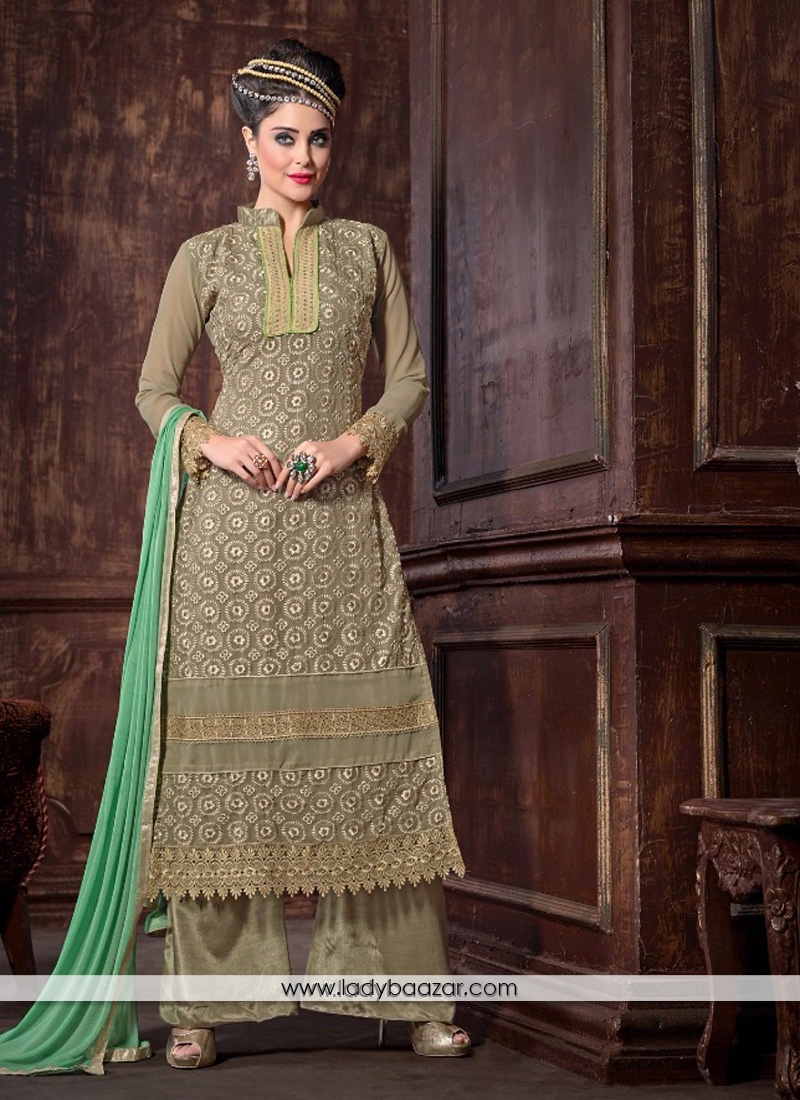 Modern Beige Georgette Designer Palazzo Salwar Suit