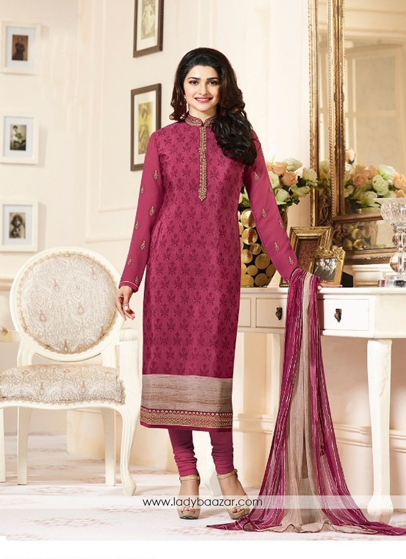 Modish Crepe Maroon Shaded Embroidery Work Salwar Kameez