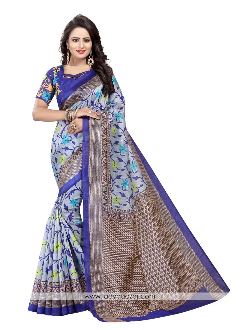 Multi Bhagalpuri Silk Printed Casual Saree