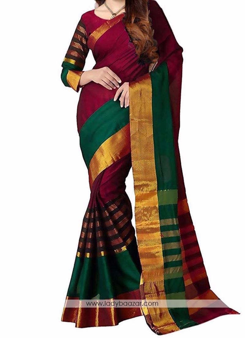 Multi Color Cotton Silk Printed Casual Saree