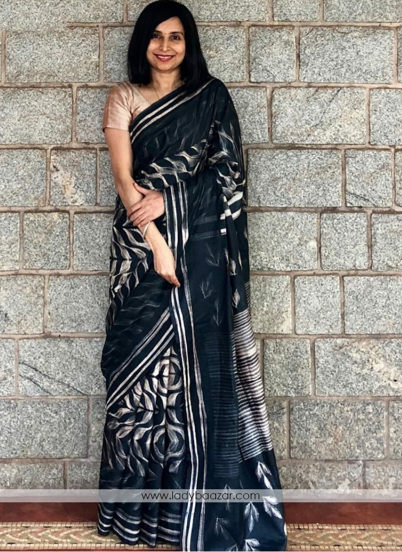 Multi Satin Silk Traditional Designer Saree