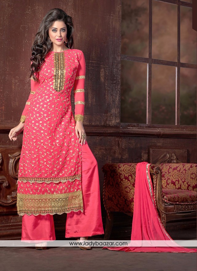 Mystical Embroidered Work Georgette Designer Palazzo Salwar Kameez