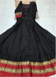 Observable Black Colored Partywear Printed Less Satin Silk Trendy Gown