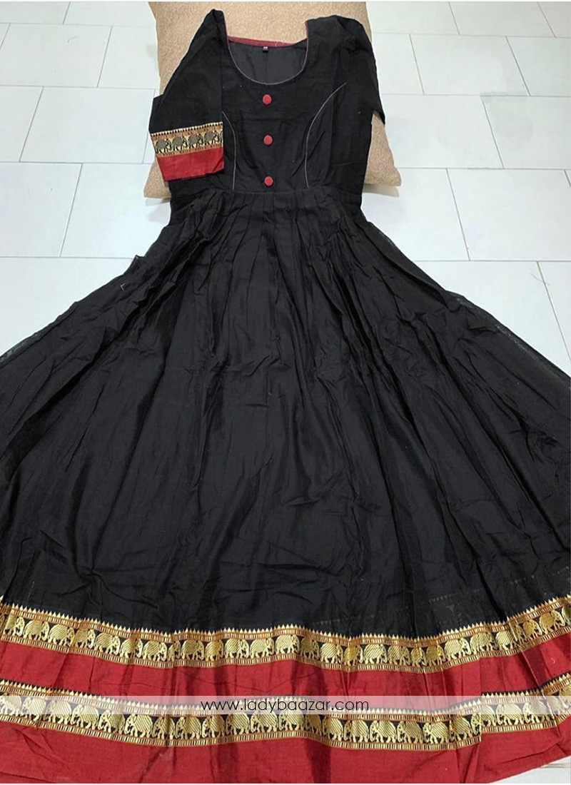 Observable Black Colored Partywear Printed Less Satin Silk Trendy Gown