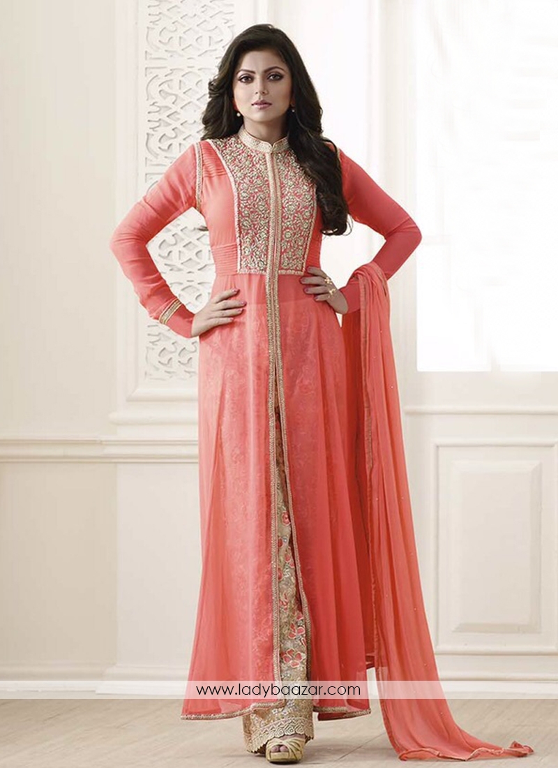 Latest peach colour Palazzo Suit