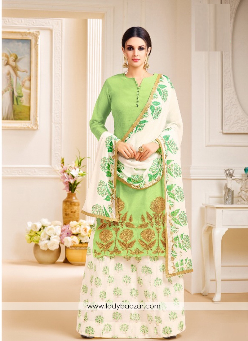 Perfervid Green Lawn Printed Palazzo Salwar Suit