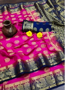 Pink Festive Wear Woven Silk Saree