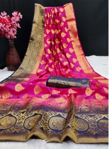 Pink Festive Wear Woven Silk Saree