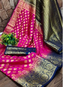 Pink Festive Wear Woven Silk S